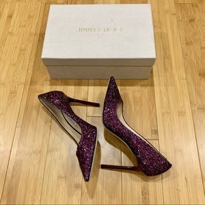 Jimmy Choo Romy 100mm Galaxy Coarse Glitter Pump